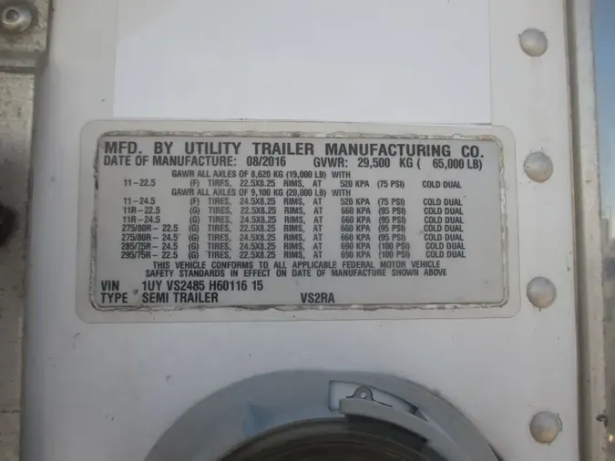 2017 UTILITY TRAILERS VS2RA 48/162/102