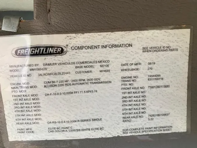 2020 Freightliner Business Class M2 10601fc22ef3632597b484f4d830f7321c7