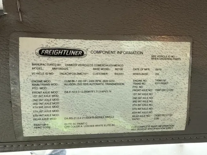 2020 FREIGHTLINER/MERCEDES M2 106