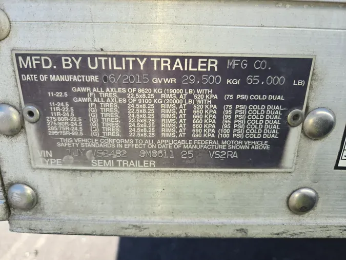 2016 UTILITY TRAILERS VS2RA 48/162/102