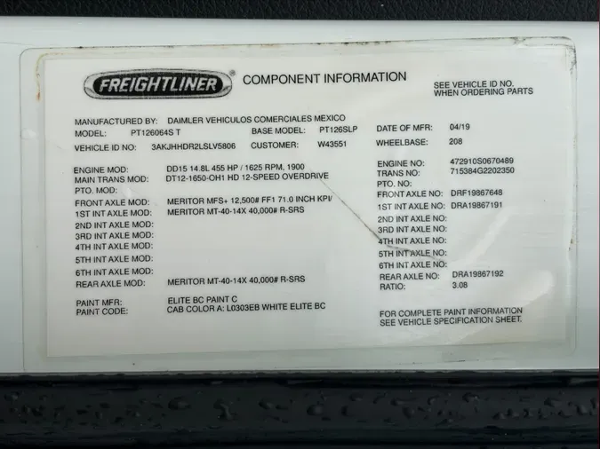 2020 Freightliner Cascadia 12605551f02b54697432c92eb76da93687f