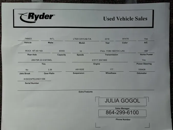 2018 NAVISTAR INTERNATIONAL LT625 DAYCAB T/A059940cfc7a1d4537fa63d2fb0186892