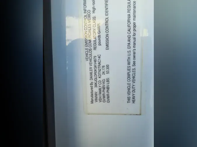 2019 FREIGHTLINER CASCADIA 125068894b8800e06b7dc98183e64c14696