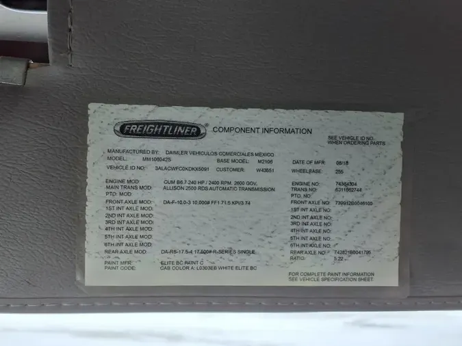 2019 FREIGHTLINER/MERCEDES M2 10606c8c79fdaf051cce161a090856a5e73