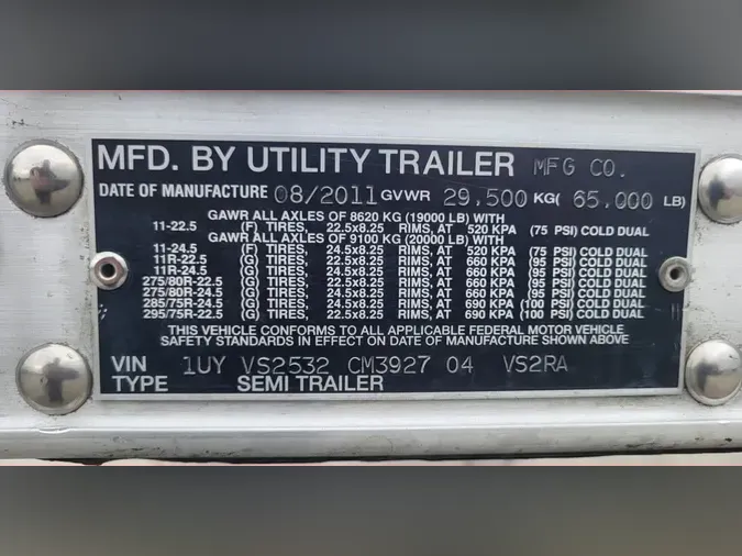 2012 UTILITY TRAILERS VS2RA 53/162/102