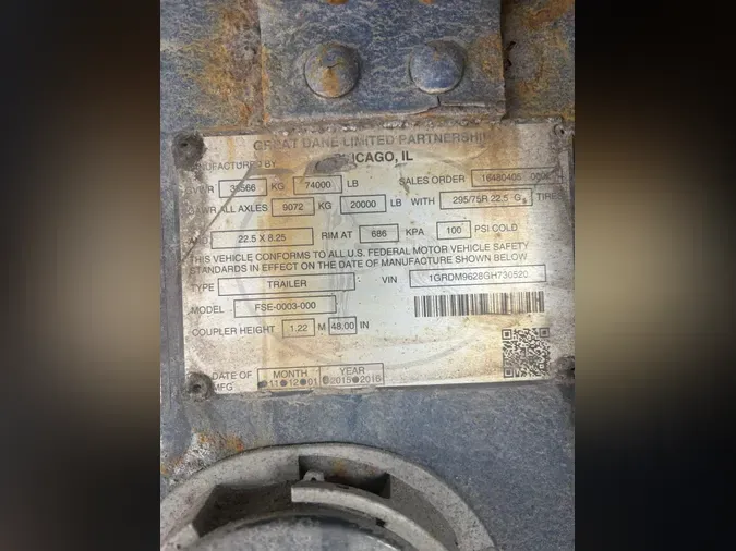 2016 GREAT DANE TRAILERS GPS-45/96