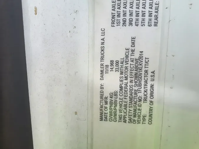 2019 FREIGHTLINER/MERCEDES NEW CASCADIA 11611b72161384f240ff0f3ebbdbb0f6dc8
