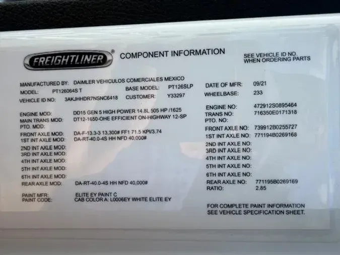 2022 Freightliner Cascadia13702eb8e892c15b90a6ac0edddf287f