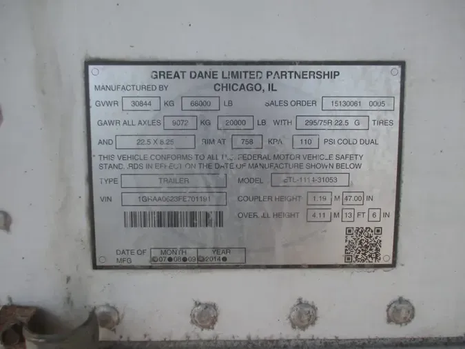 2015 GREAT DANE TRAILERS COMPOSITE 53/162/102