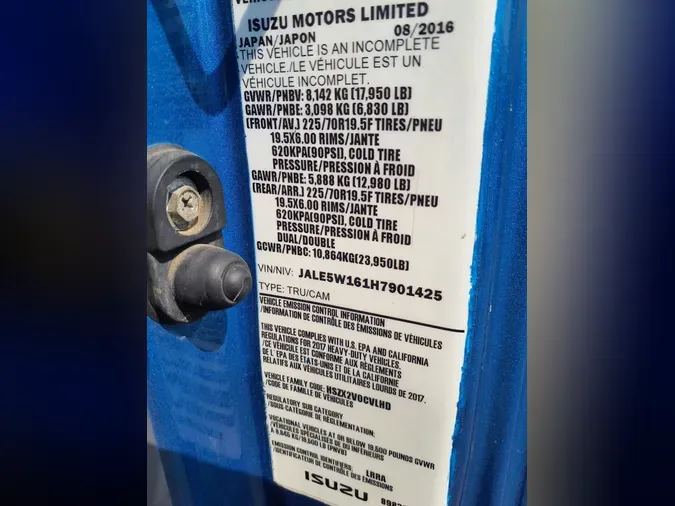 2017 ISUZU NQR14bc2c3711647c857bf4f5bca6401d02