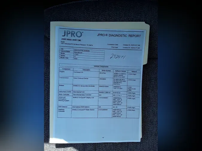 2020 NAVISTAR INTERNATIONAL LT625 SLPR CAB16a7359efb77beca0c0d1df3f0a47ef0