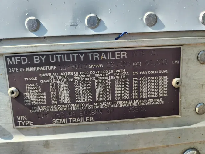 2014 UTILITY TRAILERS VS2DC 48/162/102