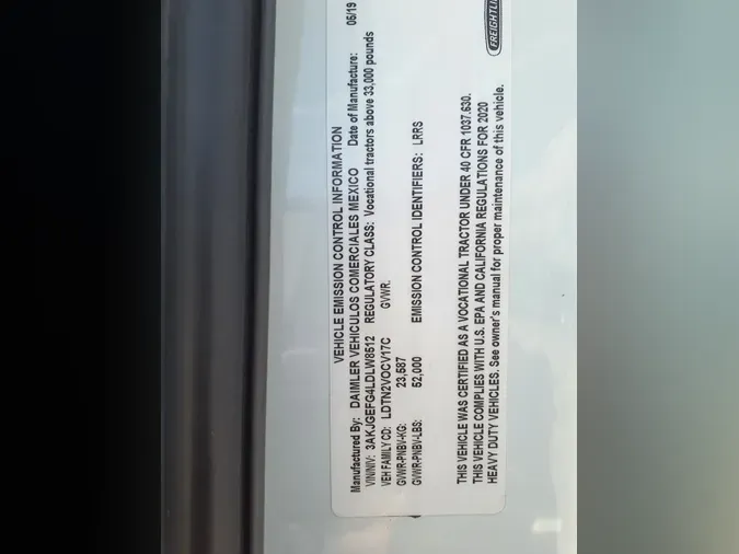 2020 FREIGHTLINER/MERCEDES CASCADIA 125
