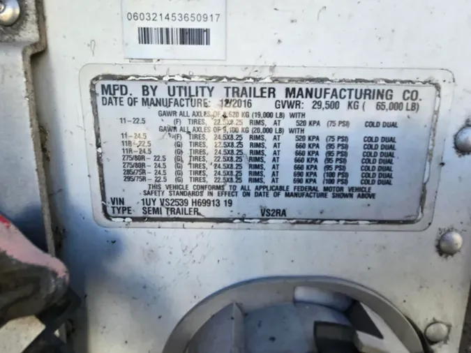 2017 UTILITY TRAILERS VS2RA 53/162/102