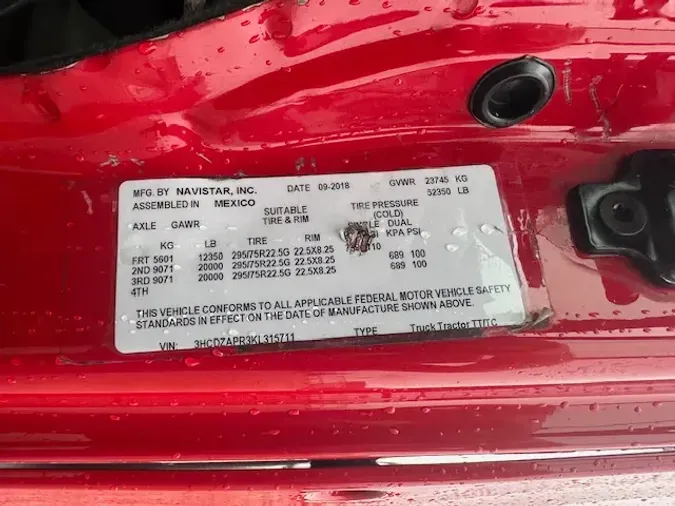 2019 INTERNATIONAL LT625