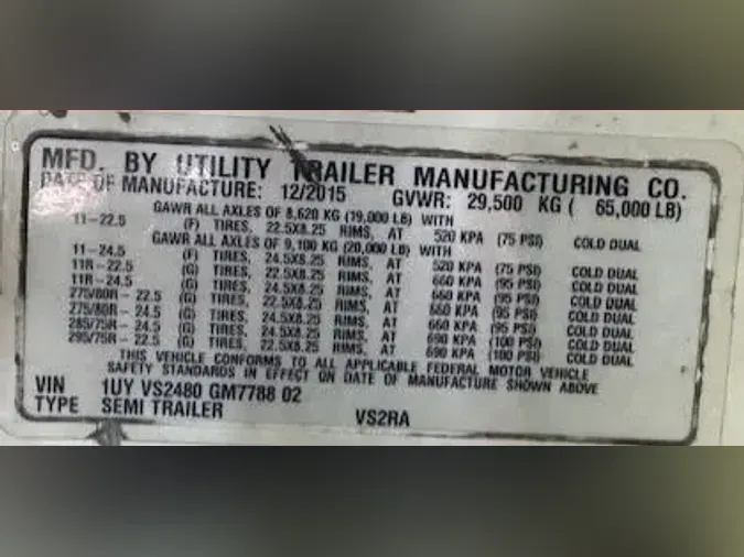 2016 UTILITY TRAILERS VS2RA 48/156/102