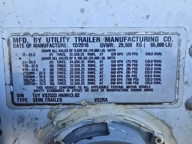 2017 UTILITY TRAILERS VS2RA 53/162/102