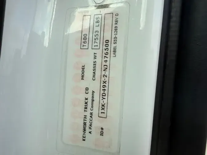 2022 Kenworth T6802133b69562273bee3c3b6841a0283978