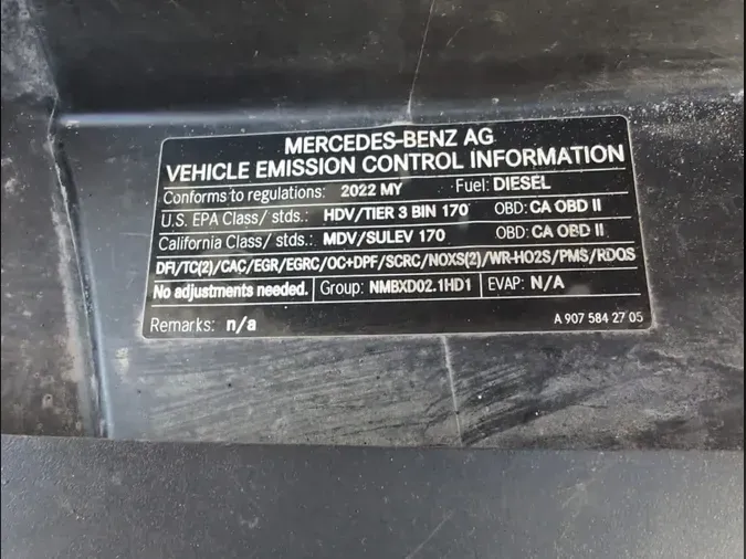2022 MERCEDES-BENZ F2CA74 SPRINTER23505e300faa09cf4a544a9e21a30e18