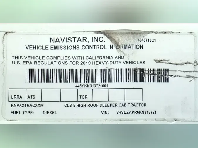 2019 NAVISTAR INTERNATIONAL LT625 SLPR CAB