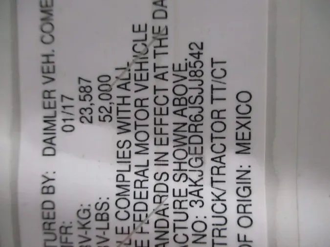 2018 FREIGHTLINER/MERCEDES CASCADIA 125