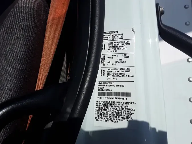 2019 NAVISTAR INTERNATIONAL MV607 (4X2)