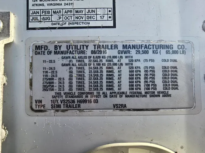 2017 UTILITY TRAILERS VS2RA 53/162/102