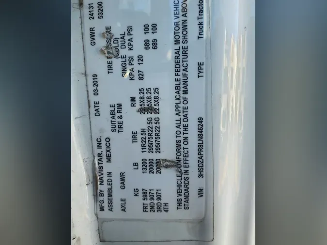 2020 NAVISTAR INTERNATIONAL LT625 SLPR CAB29482956ec86bf7514394442454ee67e