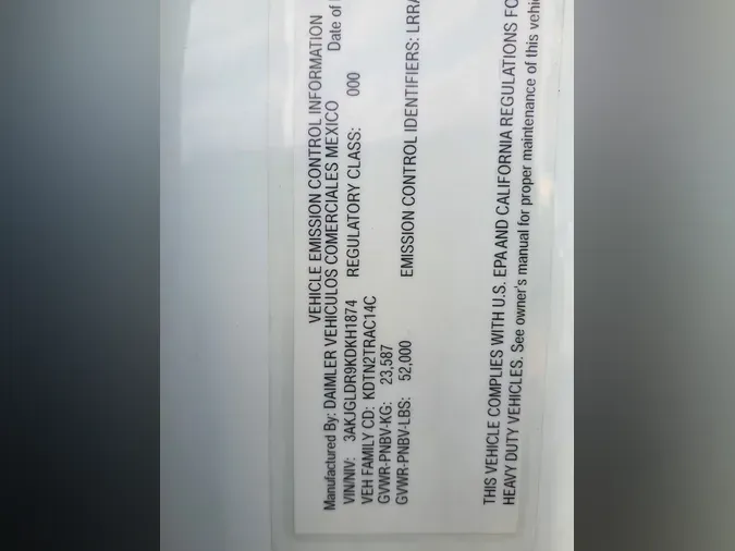 2019 FREIGHTLINER/MERCEDES CASCADIA 125