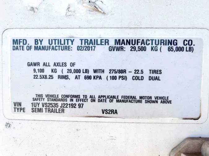 2018 UTILITY VS2RA