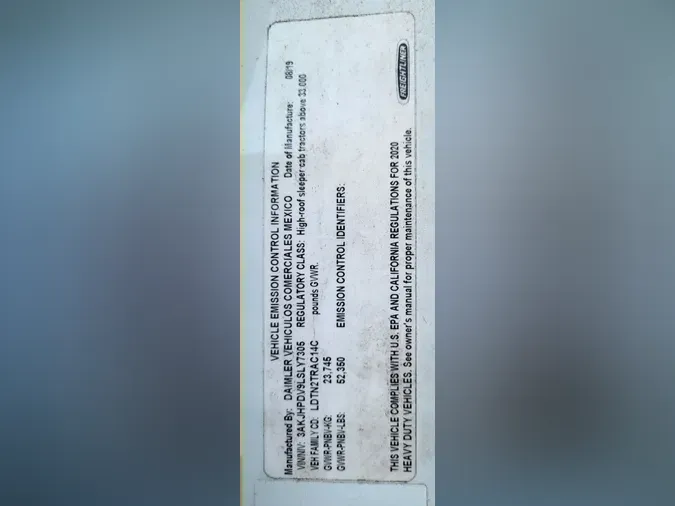 2020 FREIGHTLINER/MERCEDES NEW CASCADIA 116