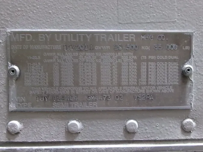 2016 UTILITY TRAILERS VS2RA 48/162/102