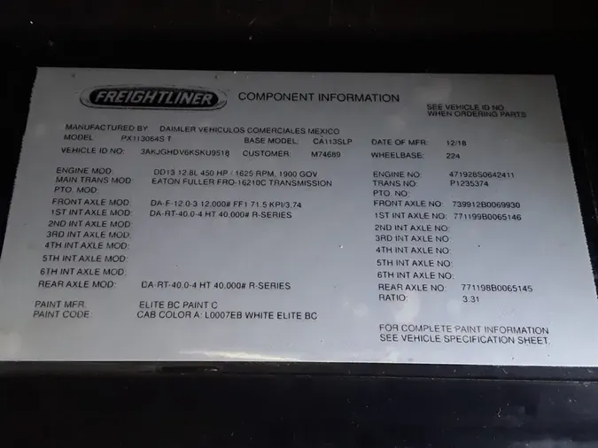 2019 FREIGHTLINER/MERCEDES CASCADIA PX11364ST