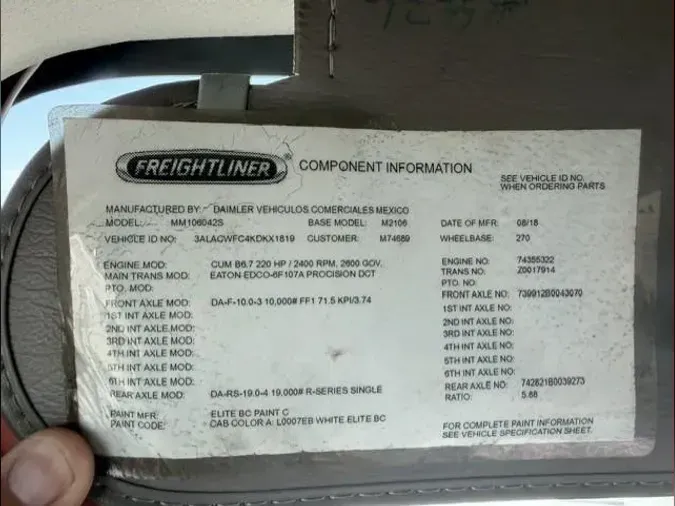 2019 Freightliner Business Class M2 1062eebbd5d7d52669d7d9c1c8d16c58f95