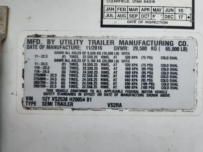 2017 UTILITY TRAILERS VS2RA 53/162/102