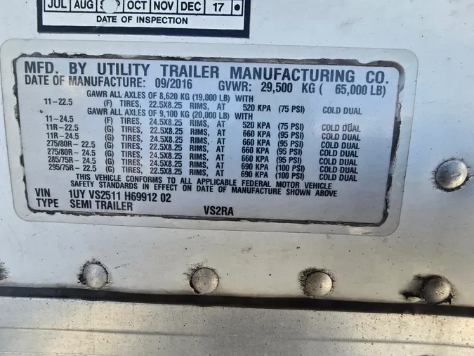 2017 UTILITY TRAILERS VS2RA 51/096/136