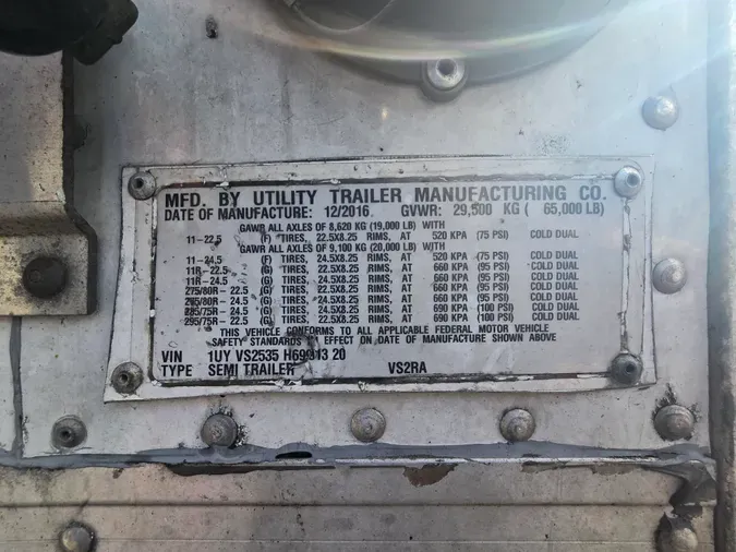 2017 UTILITY TRAILERS VS2RA 53/162/102