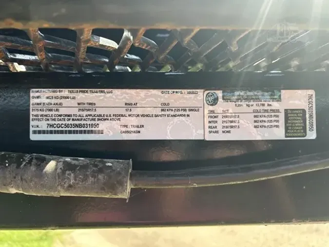 2022 TEXAS PRIDE 3 CAR