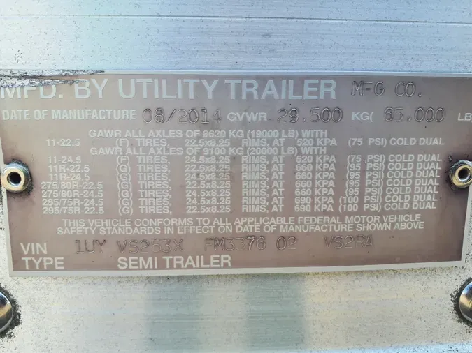 2015 UTILITY TRAILERS VS2RA 53/162/102