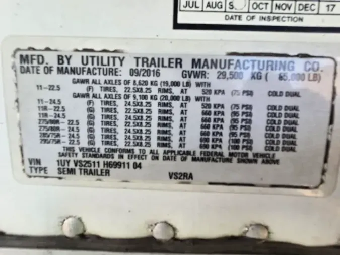 2017 UTILITY TRAILERS VS2RA 51/096/136