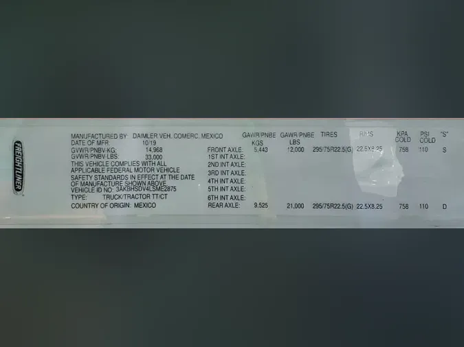 2020 FREIGHTLINER/MERCEDES NEW CASCADIA 1163a0180c4401bc8938d612a15501c8ae1