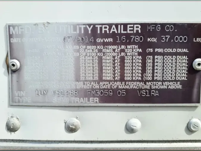 2015 UTILITY TRAILERS VS1RA 28/156/102