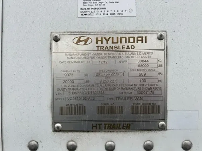 2013 HYUNDAI 53/102/162 ALUM