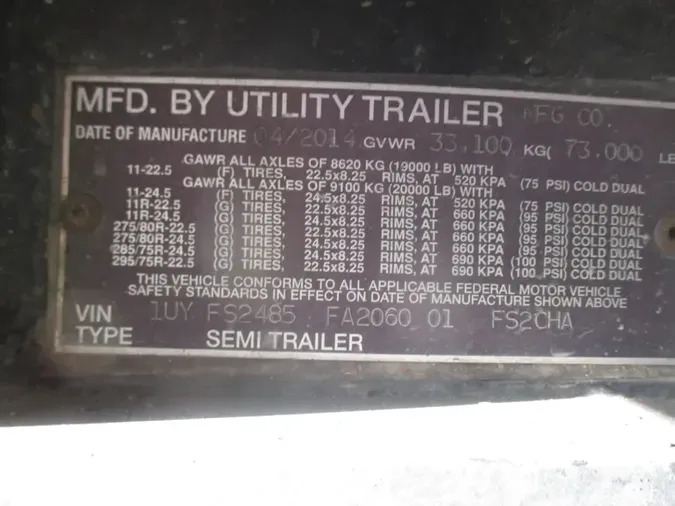 2015 UTILITY TRAILERS FS2CHA 48/102418ccadb8123aedb14108bf3f6d316d2