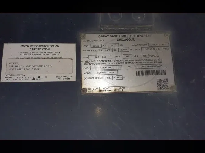 2015 GREAT DANE FLP 48/102