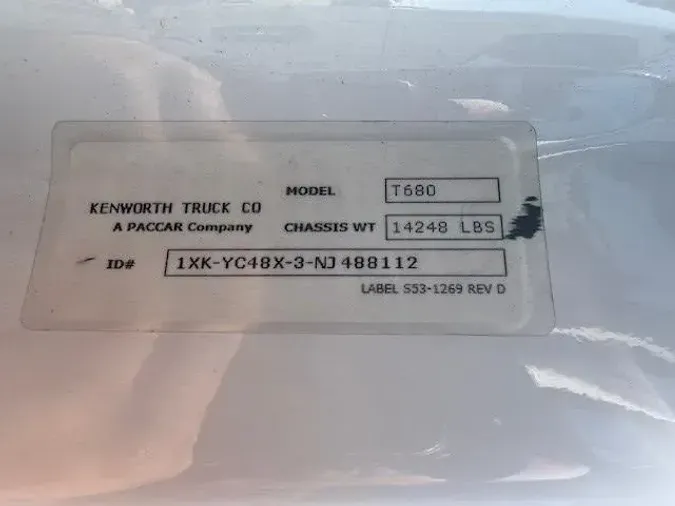 2022 Kenworth T6804561881f752c0e9096f91b76e8434479