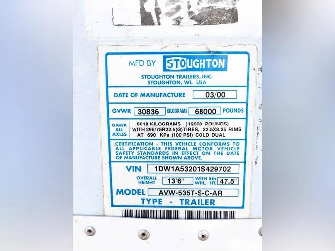2001 STOUGHTON ST-DRY