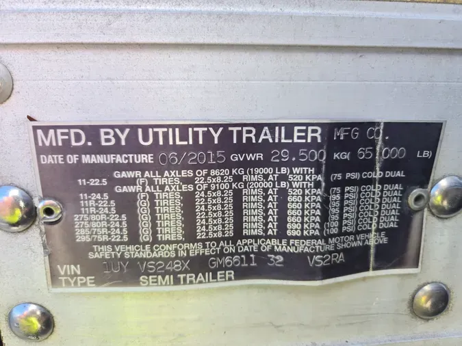 2016 UTILITY TRAILERS VS2RA 48/162/102