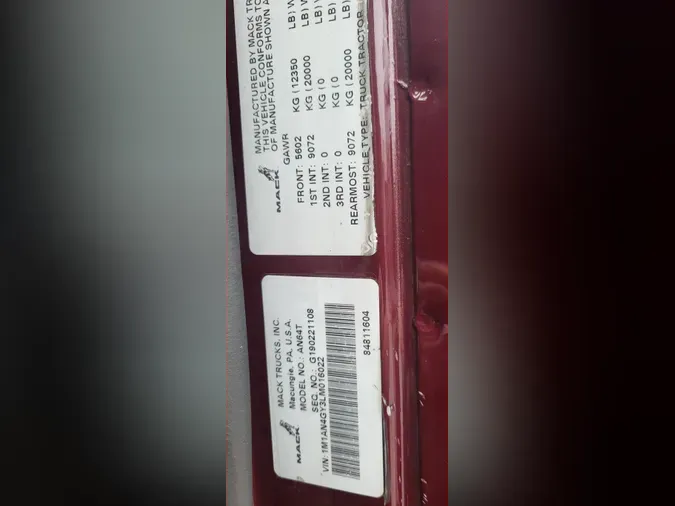 2020 MACK TRUCKS, INC. ANTHEM 64T