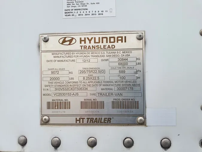 2013 HYUNDAI 53/102/162 ALUM